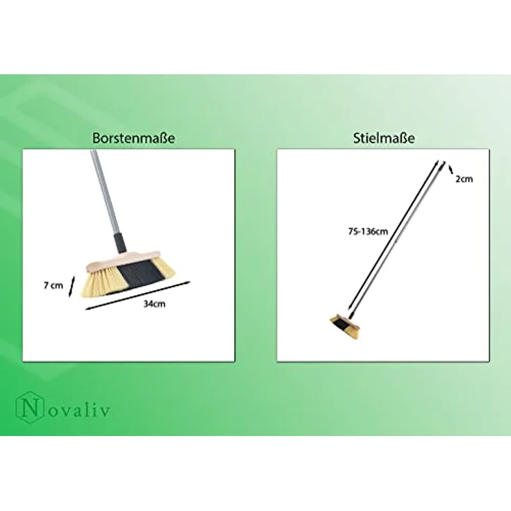 Novaliv 2X Zimmerbesen mit Stiel I feine Kunstborsten I Handbesen Holz I Teleskopstiel I Stubenbesen Kehrbesen Besen mit Gewinde – Bild 3