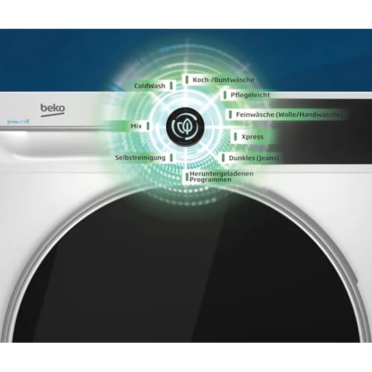 Beko BM3WFU3841X freistehende Waschmaschine, 8 kg, EnergySpin, Dampffunktion, Hygiene+, Coldwash, Weiß – Bild 6