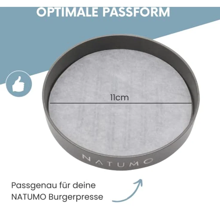 natumo Burgerpresse NATUMO Antihaft Burger Papier Zuschnitte, 11 cm, 500 Blatt, rund – Bild 2
