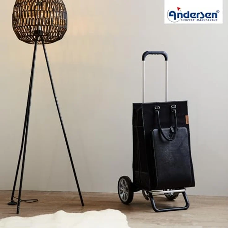 Andersen Shopper Alu Star Shopper Charu Einkaufstrolley, 57 cm, schwarz, 100% Baumwolle, 35 x 24 cm – Bild 6