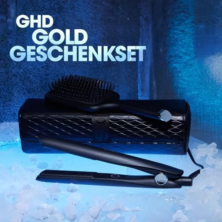 ghd Xmas 25 Gold Set, Glätteisen mit Paddelbürste und hitzebeständiger Stylingtasche – Bild 4