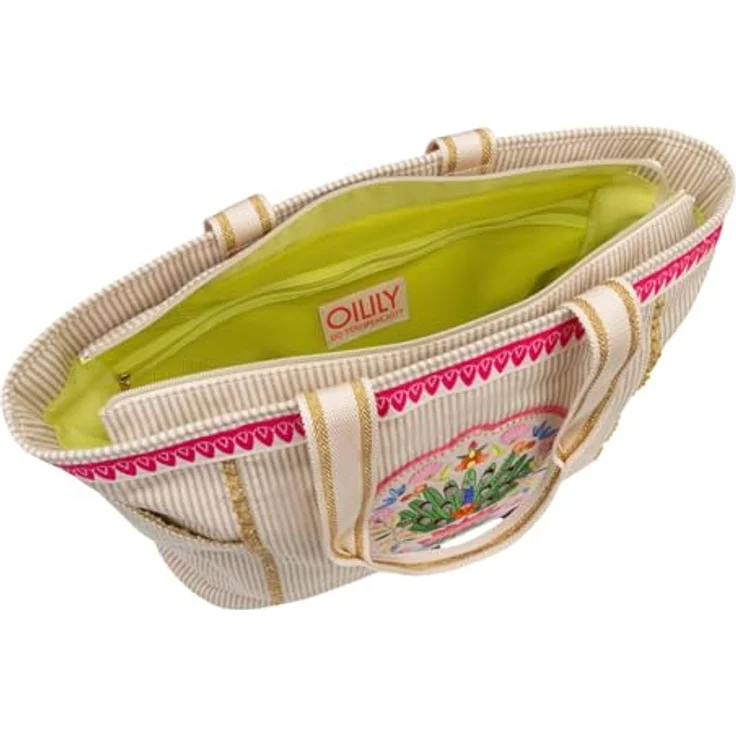 Oilily Pankti Shopper Tasche, beige, 42 cm x 14 cm x 32 cm, 100% Polyester – Bild 4