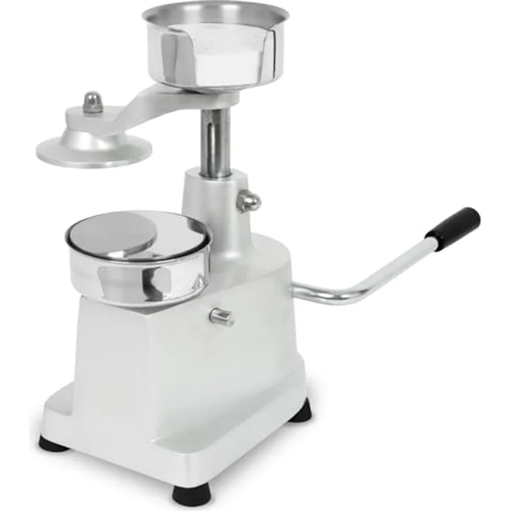 vertes Hamburgerpresse, Edelstahl und Aluminium, Profi Patty Presse mit 10 cm Durchmesser, manuell, inkl. 500 Trennblätter – Bild 2