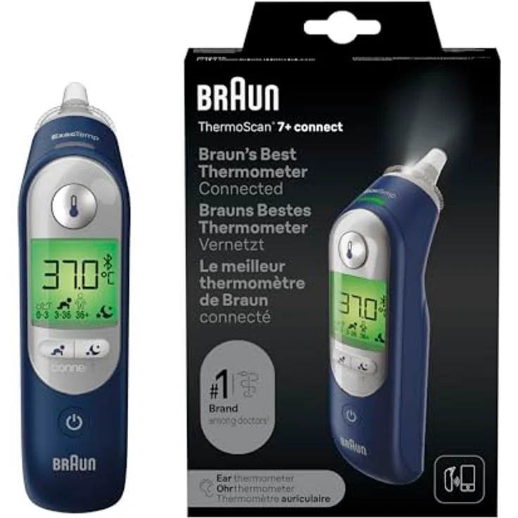 Braun ThermoScan 7+ connect Ohrthermometer, Bluetooth-kompatibel mit Age Precision® Technologie, inkl. 21 Hygiene Caps – Bild 8