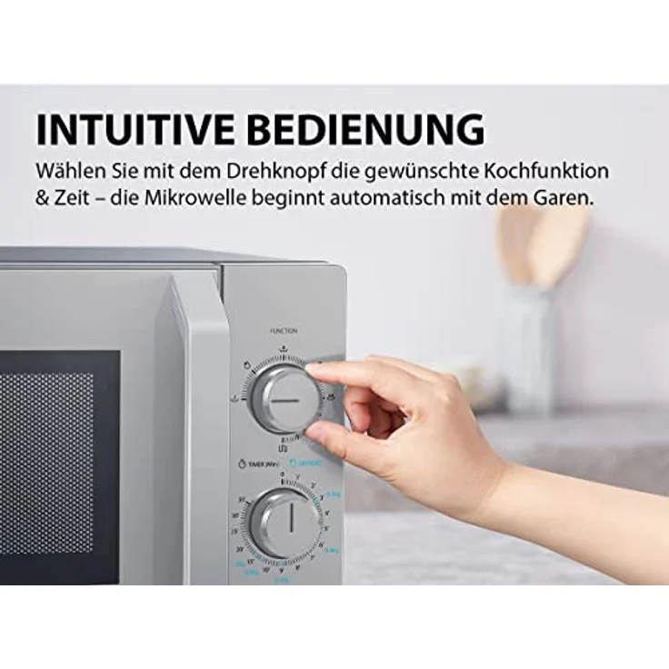Toshiba MW2-MG20PF(SL) Mikrowellenherd mit knuspriger Grill- & Kombigarfunktion, 5 Leistungsstufen, 1000 W Grillleistung, Silber – Bild 5