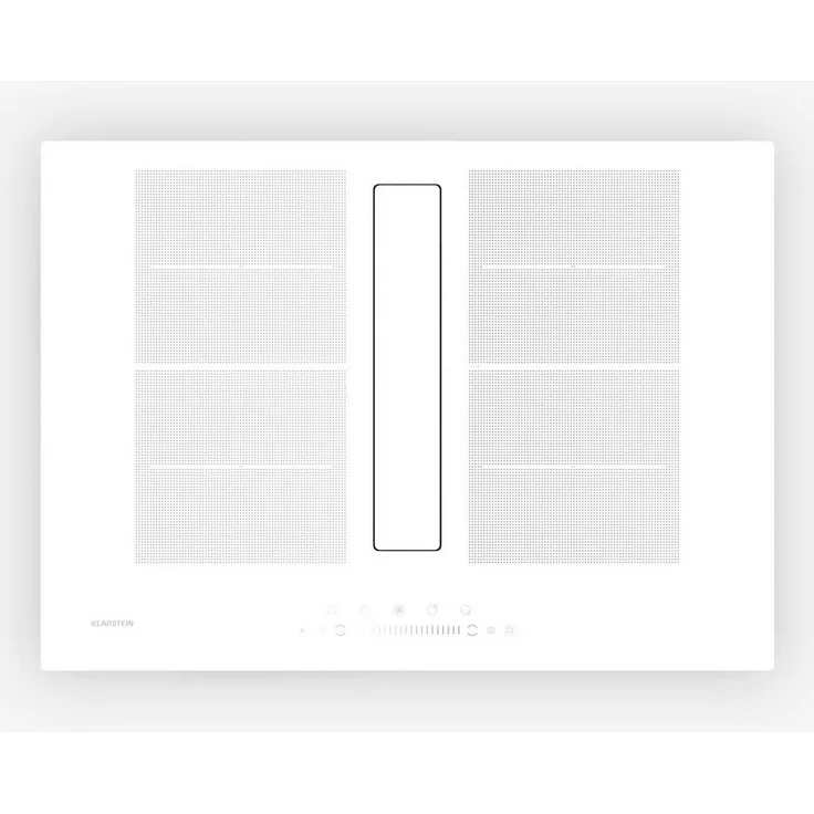 Klarstein Chef-Fusion CGCH3-Chef-Fus-72WH, Induktions-Kochfeld mit Abzugshaube, 4 Zonen, 7200 W, DownAir System, Energieeffizienzklasse A