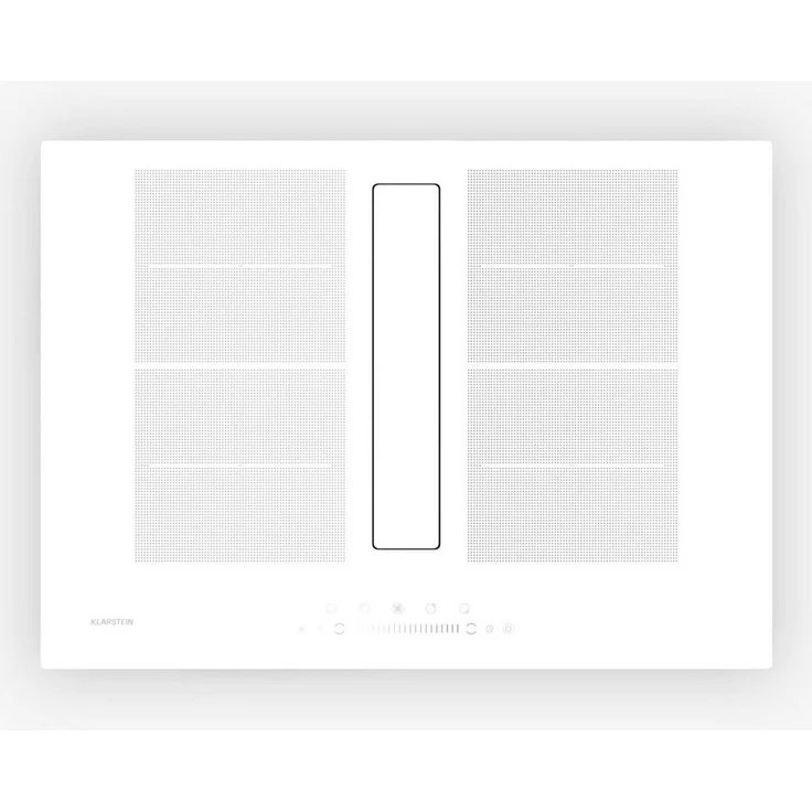 Klarstein Chef-Fusion CGCH3-Chef-Fus-72WH, Induktions-Kochfeld mit Abzugshaube, 4 Zonen, 7200 W, DownAir System, Energieeffizienzklasse A