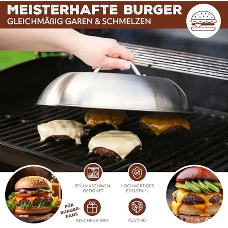 bremermann Burgerhaube 32 cm // Grillhaube Schmelzglocke Burger-Cover // Edelstahl – Bild 2