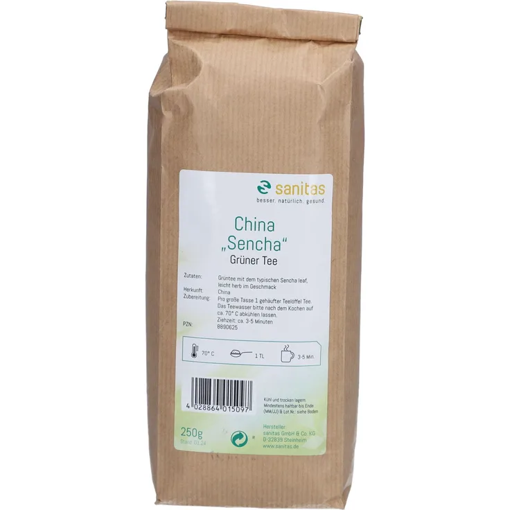 sanitas Grüner TEE Sencha 250 g, hochwertiger Aufguss-Tee aus grünem Tee