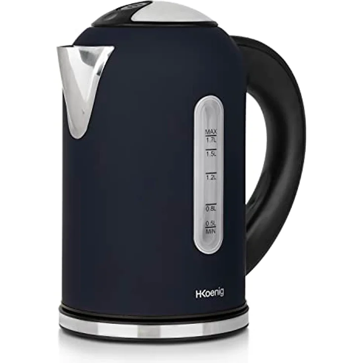 H.Koenig BOE56 Elektrischer Wasserkocher, 2200 W, Kapazität 1,7 l, Basis 360 Grad, Dunkelblau, LCD. – Bild 2
