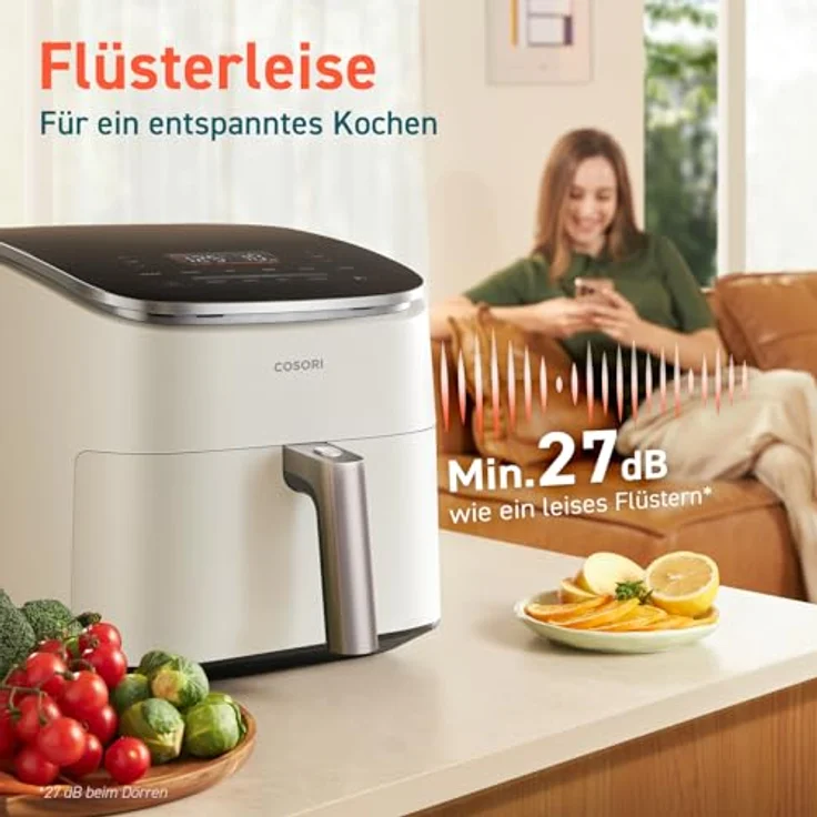 Cosori Turboblaze Heißluftfritteuse Airfryer 6L Weiß, DC Motor, 5 Geschwindigkeitsstufen, 87 Rezepte, 64% energiesparend – Bild 5