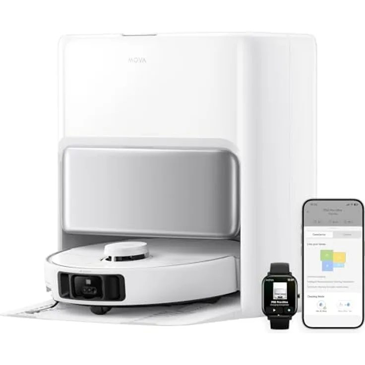 Mova P50 Pro Ultra Saugroboter mit Wischfunktion, 19.000 Pa Saugkraft, 75 ℃ Heißwasser-Moppwäsche, automatische Reinigung, automatische Entleerung, automatische Nachfüllung, Hindernisvermeidung