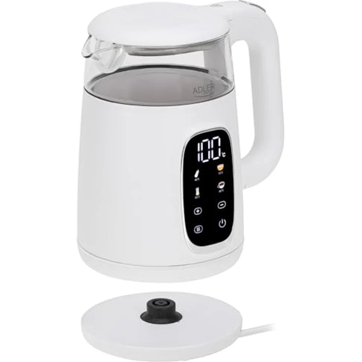 ADLER Wasserkocher AD 1200, 2200W mit Temperatureinstellung, 1,7L, 5 Temperaturprogramme, LED-Display, Touchpanel, Warmhaltefunktion, integrierter Filter und 360°-Drehbasis – Bild 2