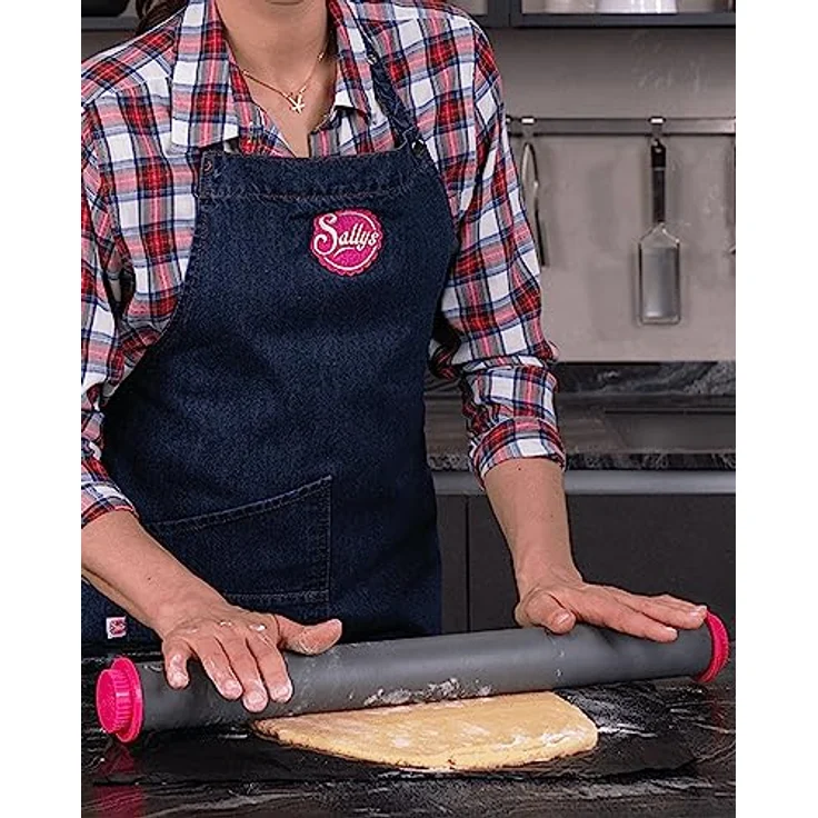 Sallys Profi Ausrollstab- 30 cm, Antihaftbeschichtetes Nudelholz aus Silikon, Teigroller mit abnehmbaren Ringen in 3 Größen, Rolling pin für Fondant oder Pizza – Bild 5