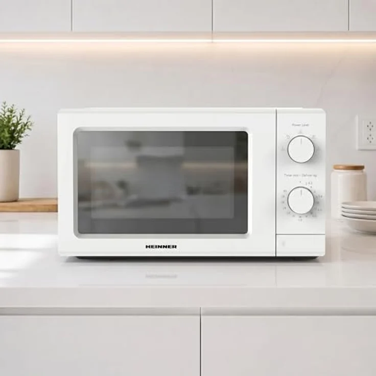 Heinner HMW-MD20IVWH, Freistehende Mikrowelle 19 L, 700 W, 5 Leistungsstufen, Timer, Auffaufunktion, Weiß – Bild 5