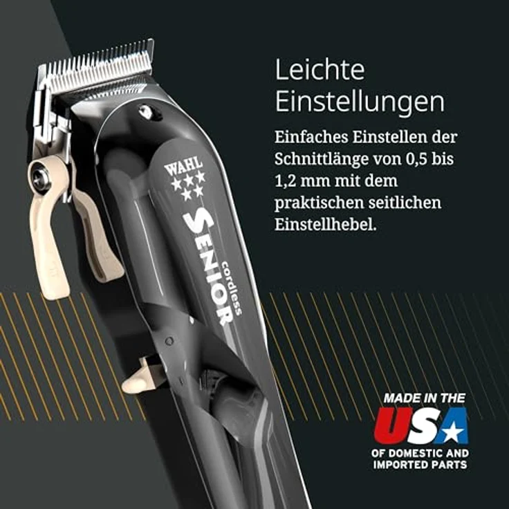 Wahl Professional Cordless Senior Haarschneider ohne Memory-Effekt 70 Minuten Akkubetrieb verchromter Präzisionsschneidsatz inkl. Aufsteckkämme, Kamm, Öl, Messerschutz – Bild 6