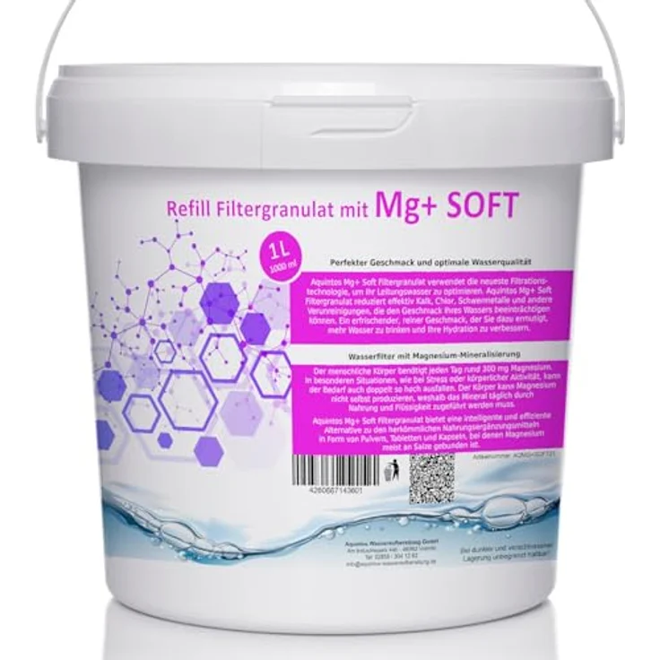ReFill Filtergranulat mit Mg+ Ersatz für BWT Magnesium Mineralized und Aarke Enriched Mg+ Soft Filtergranulat von Aquintos (1L MG+SOFT) – Bild 1
