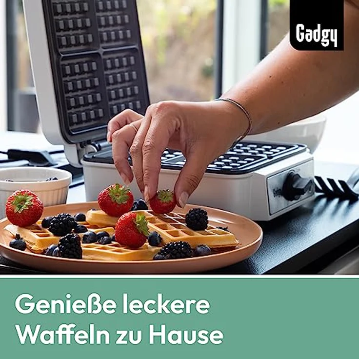 Waffeleisen | doppelwaffeleisen für 2 Waffeln | Schnelle und stabile Wärme, Leicht Zu Lagern | Waffeln Maschine Weiß | 1200 Watt | Waffle Maker Belgische Waffel durch Gadgy – Bild 2