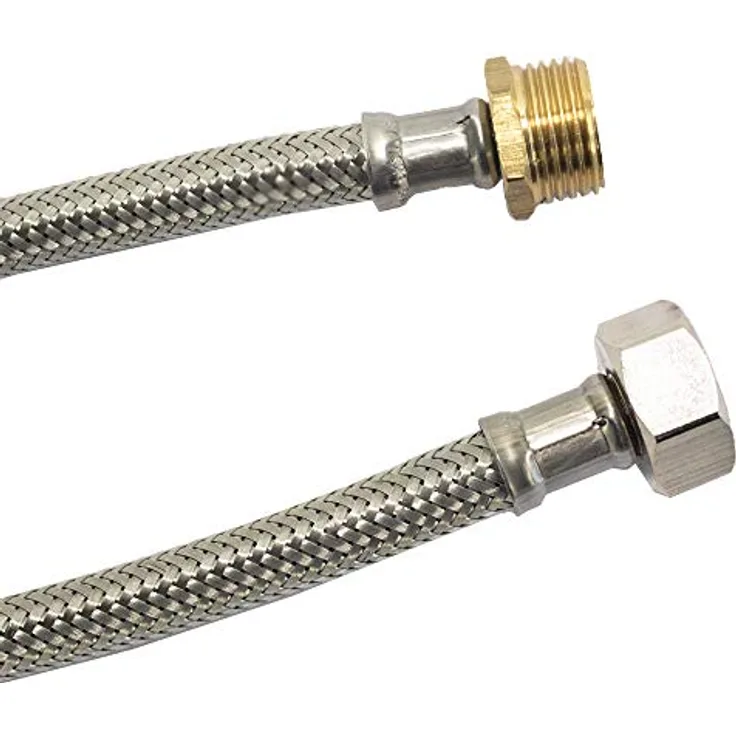 KLASEBO® flexibler Panzerschlauch 1/2 Zoll, Edelstahl, 50cm, DVGW-zertifiziert, temperaturbeständig von -50°C bis +200°C