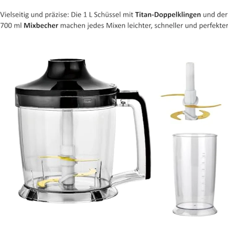 KB ELEMENTS Stabmixer 800 Watt, Elektrischer Stabmixer mit Voll Kupfer Motor, 8 stufenlosen Geschwindigkeiten, Titan Klingen, Edelstahlgehäuse – Bild 5