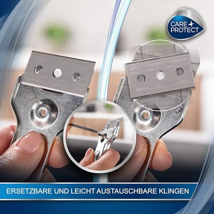 CARE + PROTECT Reinigungsschaber für Glas-, Keramik- und Induktionskochfelder; keine Kratzer; Oberflächen werden wieder hell und glänzend; sicher; auswechselbare Klinge – Bild 6
