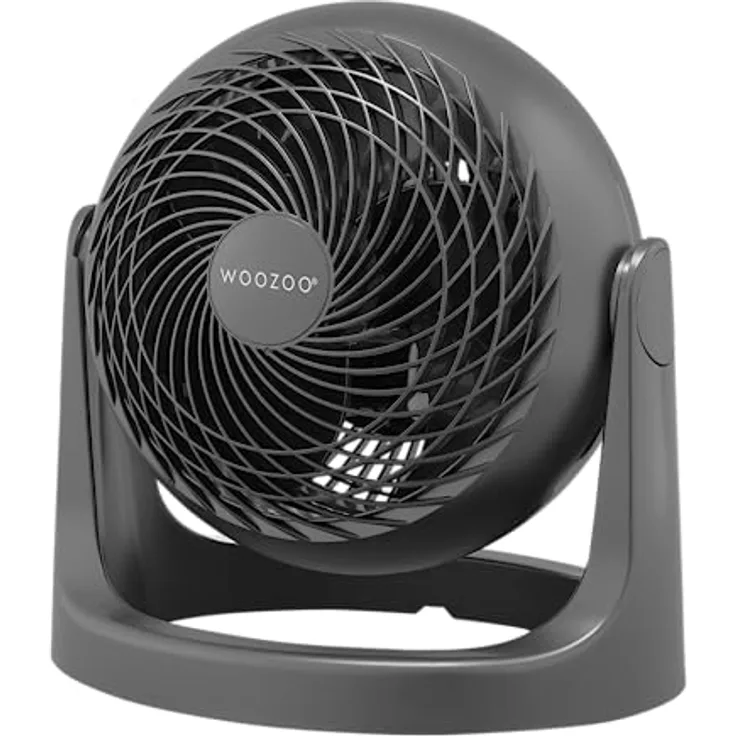 Woozoo, Leiser, leistungsstarker & tragbarer Tischventilator Made in France, 23m², Reichweite 15m, Vertikale Neigung um 360°, Zimmer - Woozoo PCF-HE18 - Grau