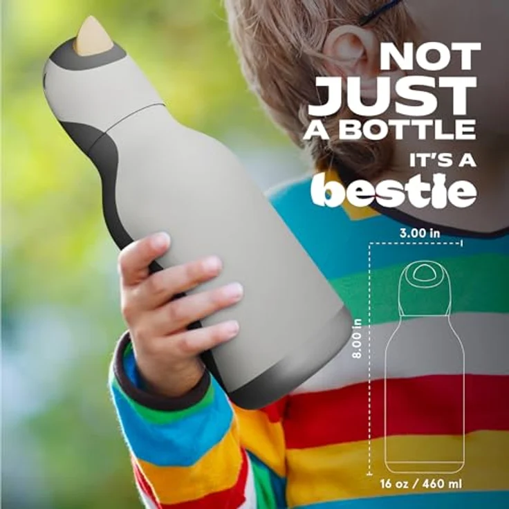 ASOBU Besties Trinkflasche, Kindertrinkflasche mit Strohhalm, 460ml, auslaufsicher und doppelwandig isoliert, BPA-frei, handlich und hygienisch – Bild 5
