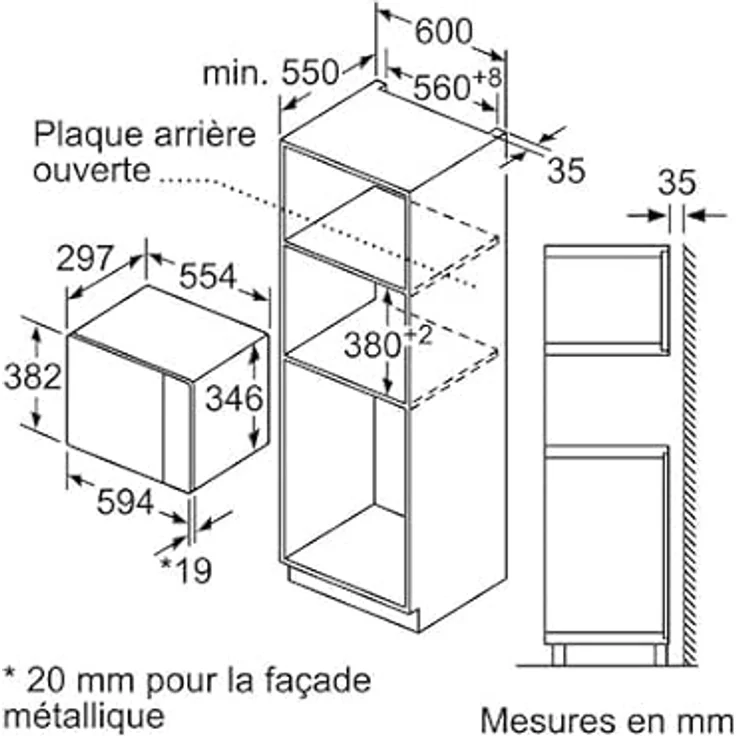 BOSCH Mikrowelle BFL523MB1F, Mikrowelle, 20 l, Garraum Edelstahl, Reinigungsunterstützung – Bild 3