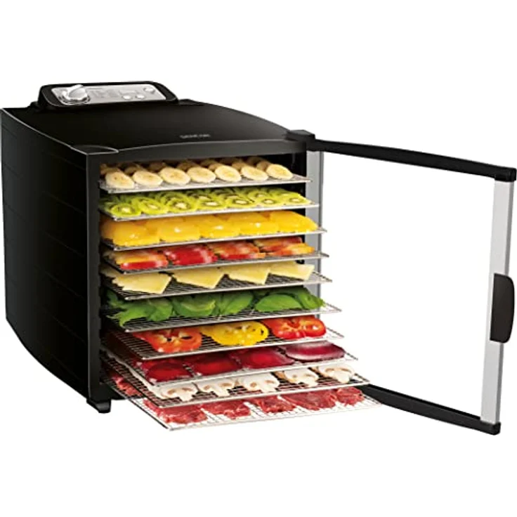 Dörrgerät für Lebensmittel mit horizontaler Luftstrom-Technologie, 800 W, Schwarz – Bild 1