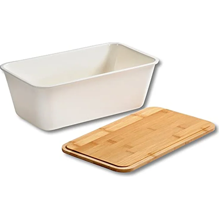Kesper Brotbox, 58490, Kunststoff (PP), Deckel:FSC-Bambus, 35 x 20 x 13,5 cm Weiß – Bild 2