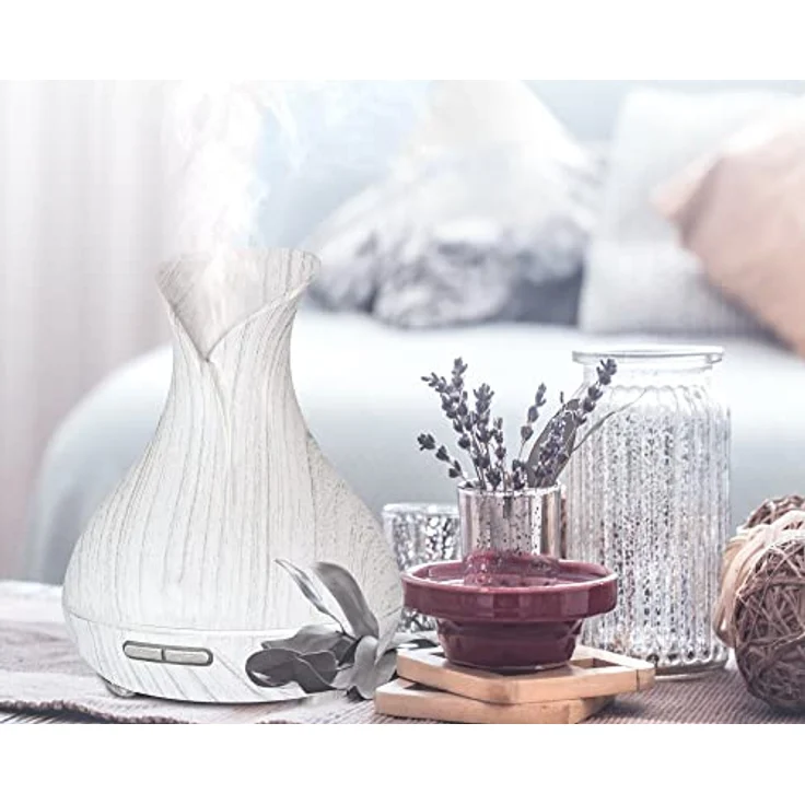 SIXTOL Vulcan Aroma Diffusor weißes Holz 350ml | Ultraschall-Luftbefeuchter | Zur Luftbefeuchtung und Durchduftung von Zuhause, Schlafzimmer, Büro | Aromatherapie | Für ätherische Öle – Bild 3