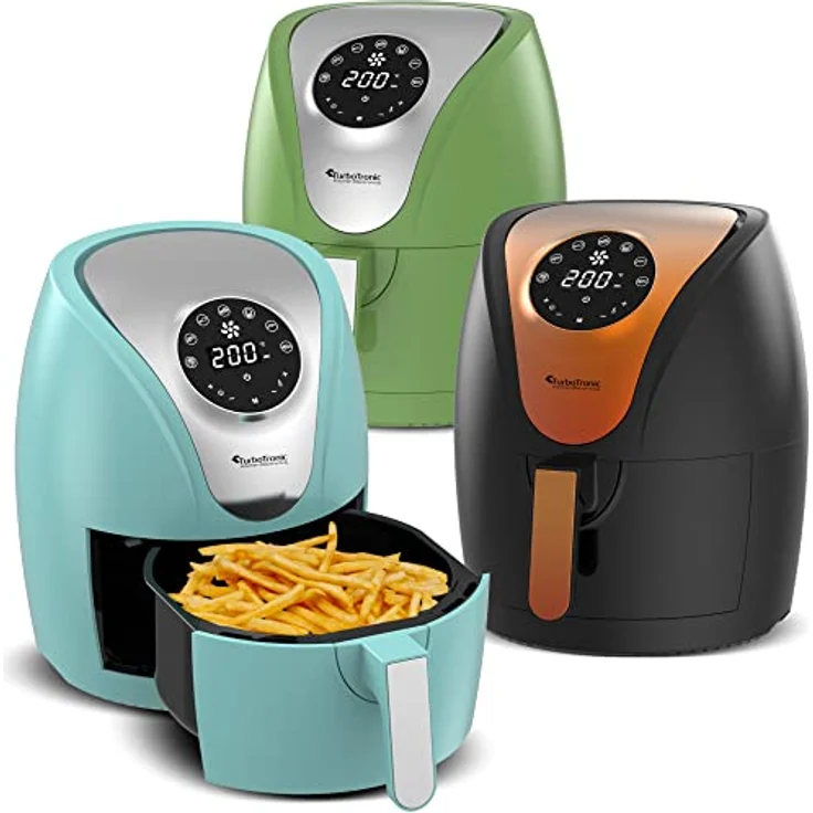 TurboTronic by Z-Line Heißluftfritteuse 3,5 Liter, 9 Programme, Fettfrei ohne Öl, 1200 W, Retro digital Airfryer AF9D, Blau – Bild 4
