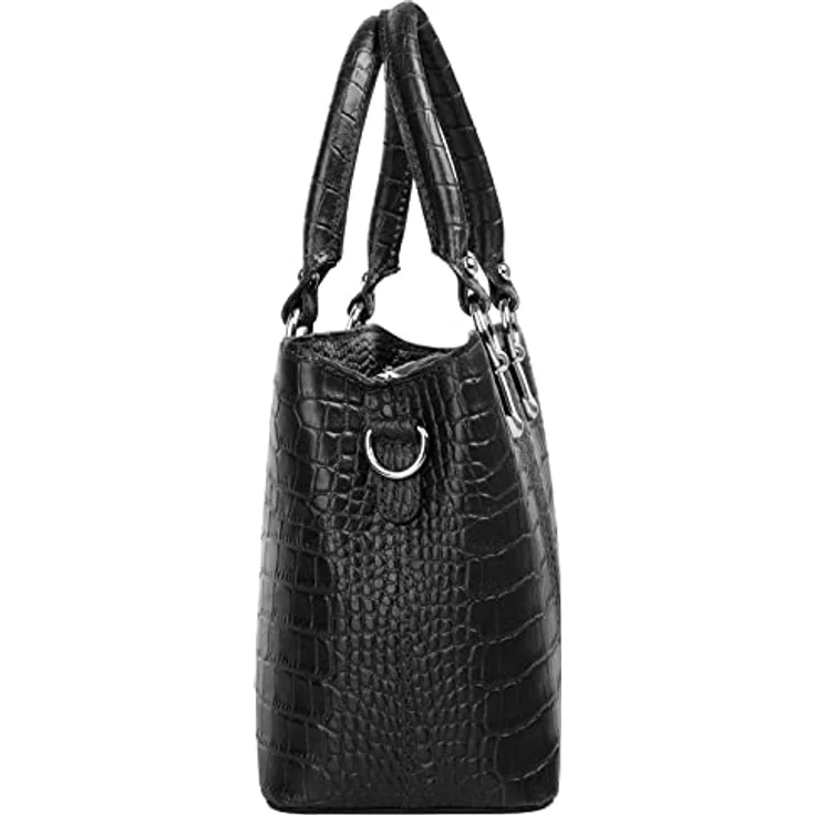 Cluty Umhängetasche, echtes Leder in Kroko-Optik, Made in Italy, 2-geteiltes Hauptfach, abnehmbarer Schultergurt – Bild 6