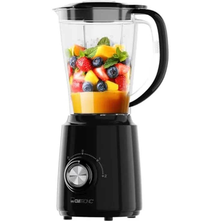 Clatronic UM 3826 Standmixer 500W, BPA-frei, 1,5L mit 4-fach Edelstahl-Messer, Ice-Crush-Funktion, 3 Stufen und Turbo-Funktion