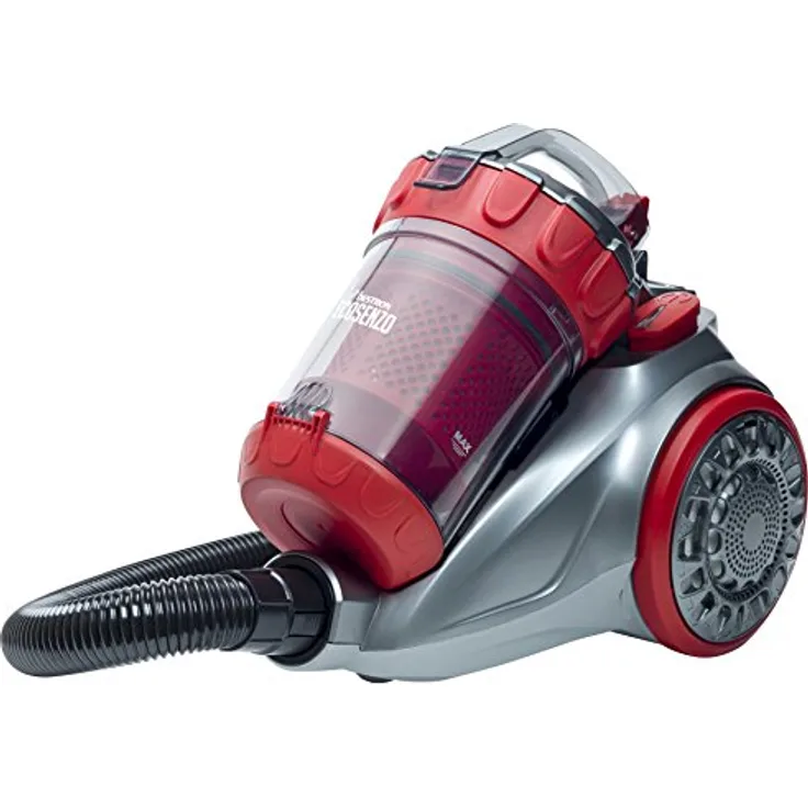 Bestron Beutelloser Bodenstaubsauger, Aktionsradius: 7,5 m, Kapazität: 1,5 Liter, 700 Watt, Silber-Rot