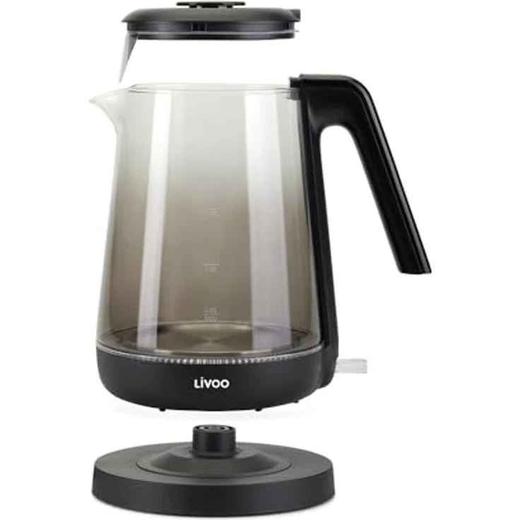 Livoo DOD216N Wasserkocher, 1,7 l, mit 1850 W/2200 W Leistung, Borosilikatglas, automatischer Abschaltung, Hintergrundbeleuchtung blau – Bild 2
