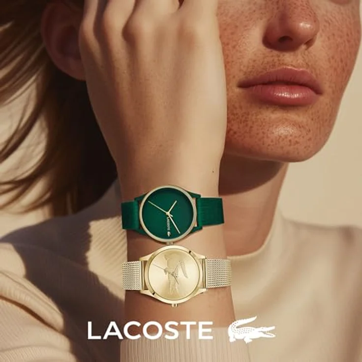 Lacoste Analog Quarzuhr Damen CROCODELLE, Grünes Silikonarmband, Wasserabweisend bis 5 bar, Zifferblatt mit LACOSTE-Logo, 36 mm Gehäusedurchmesser – Bild 5