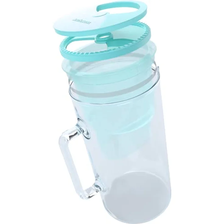 Wessper Crystaline 3L Wasserfilterkanne aus Glas, Inkl. 1 AquaMax Filter, Reduziert Kalk und Chlor, Minze – Bild 5