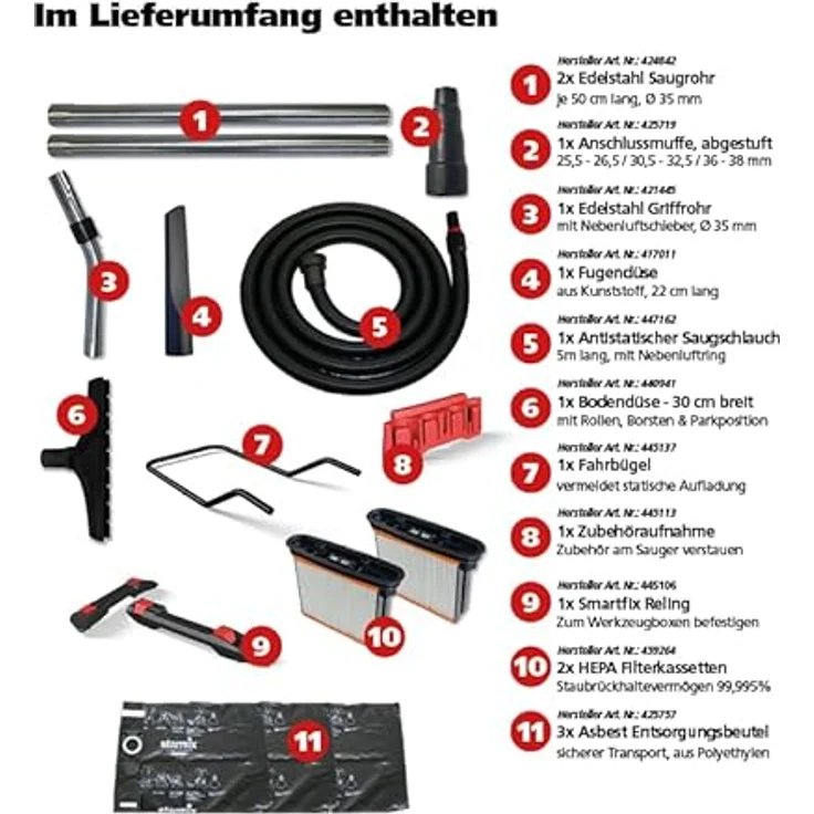 Starmix Nass-Trockensauger IPulse H-1235 AS-BEST SAFE PLUS, Sicherheitssauger mit 35L Behältervolumen, DDM-Technologie und 1200 Watt Leistung, rot – Bild 2