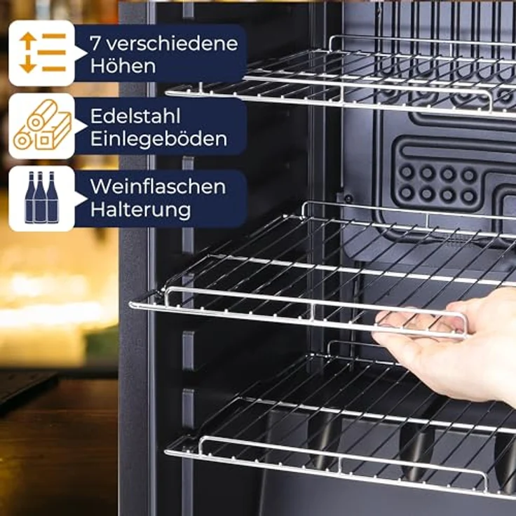 Sommertal Getränkekühlschrank GK50, 50L, 76 cm hoch, Touchscreen, Schloss, schwarz, energiesparend und leise – Bild 5