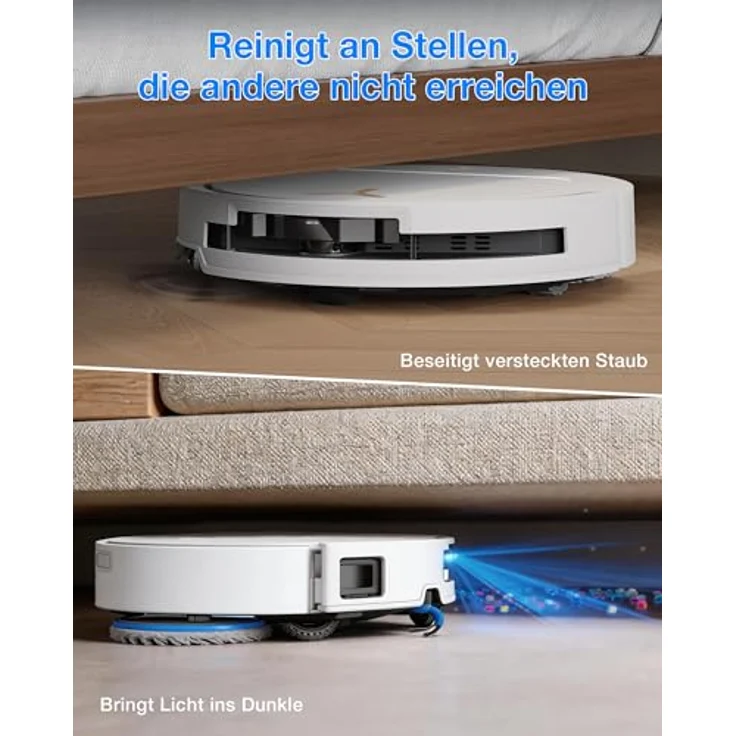 ECOVACS DEEBOT T50 PRO OMNI, Saugroboter mit 25.000 Pa Saugleistung, AIVI 3D 3.0 Navigation, Heißlufttrocknung und automatischer Moppreinigung, 81 mm hoch – Bild 4