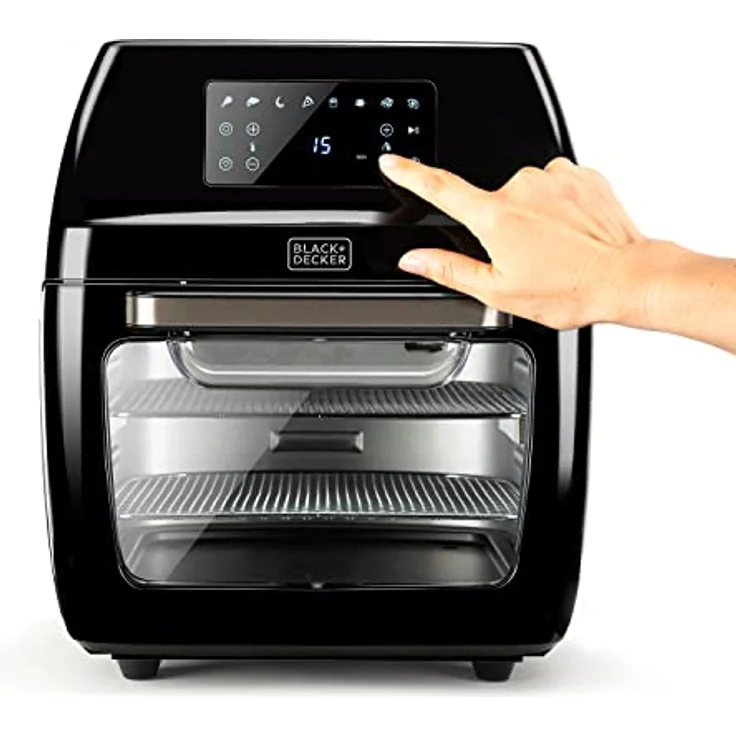 Black + Decker BXAFO1200E Heißluftfritteuse, ohne Öl, 1700 Watt, bis 200 °C, 12 Liter, Schwarz – Bild 4