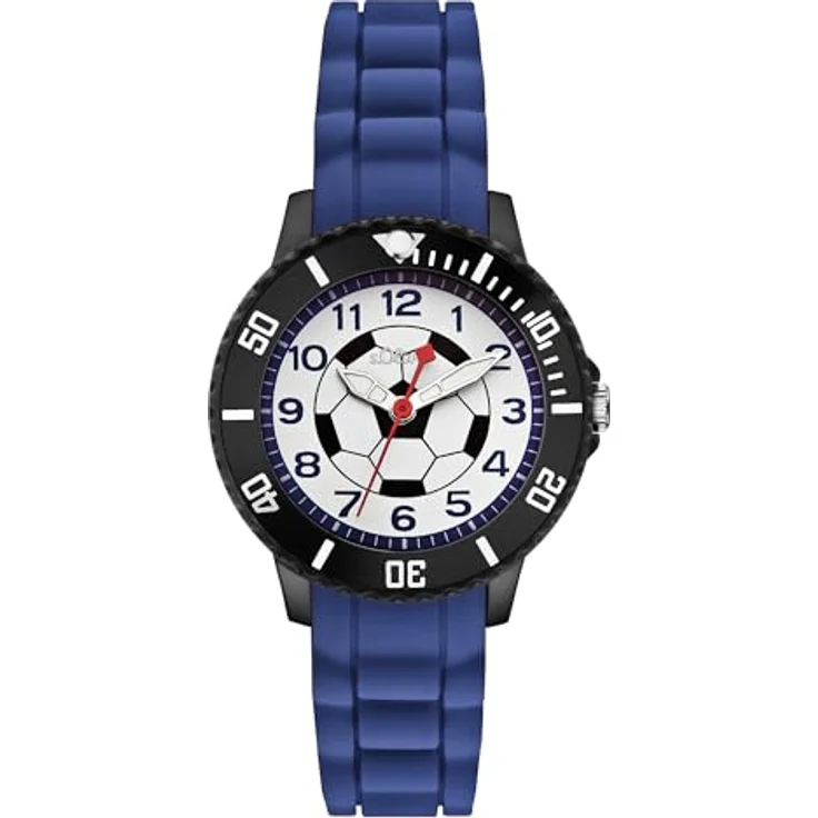 s.Oliver Kinderuhr Rund Blau, 38 mm Quarzwerk, Silikonband, 5 ATM wasserdicht, kratzfest – Bild 1