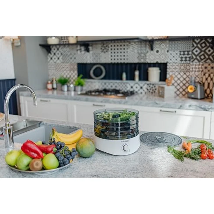 Steba Dörrautomat ED 4, Elektronische Temperaturregelung von 40-70°C, 5 BPA-freie Aufsätze auch einzeln verwendbar, 280 Watt, Schwarz-Weiß – Bild 2