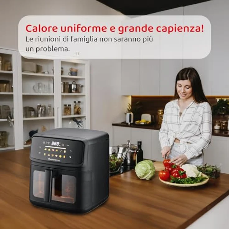 Melchioni Family Heißluftfritteuse Martina, 10 l, 2100 W, 12 Programme, digitales LED-Display, schwarz – Bild 6