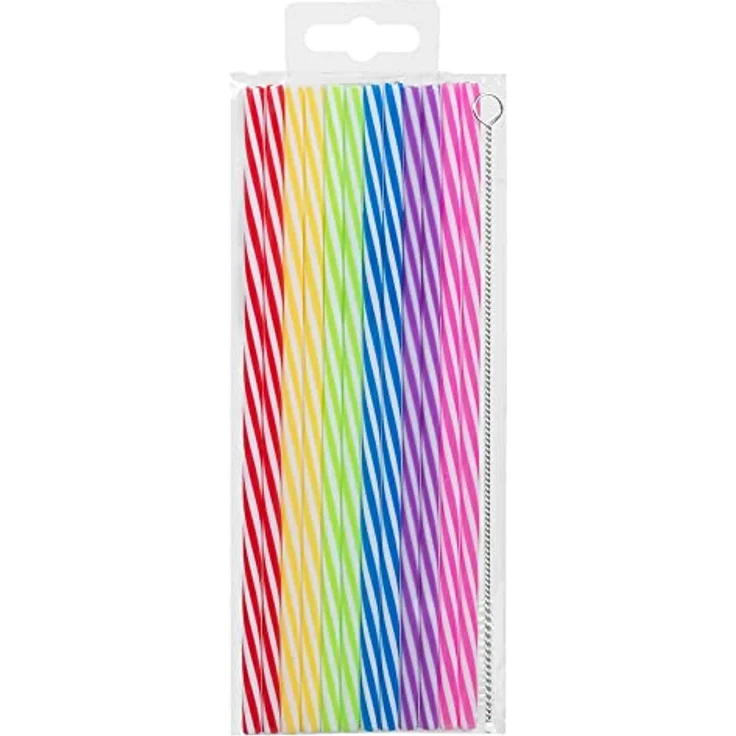 Boland 30297 Wiederverwendbare Strohhalme, 12 Stück, farblich sortiert, 21 cm lang, mit Reinigungsbürste, umweltfreundliches Trinkhalm-Set für Partys und Veranstaltungen – Bild 3