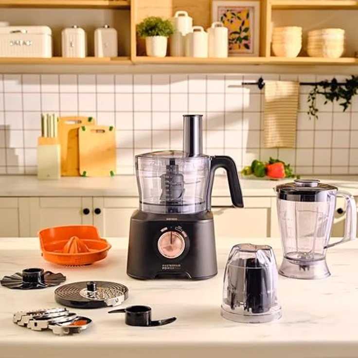 Karaca Mastermaid Power Max, 11 in 1 Küchenroboter mit 2500 W, Schwarz Matt, Zerkleinerer und Standmixer – Bild 2