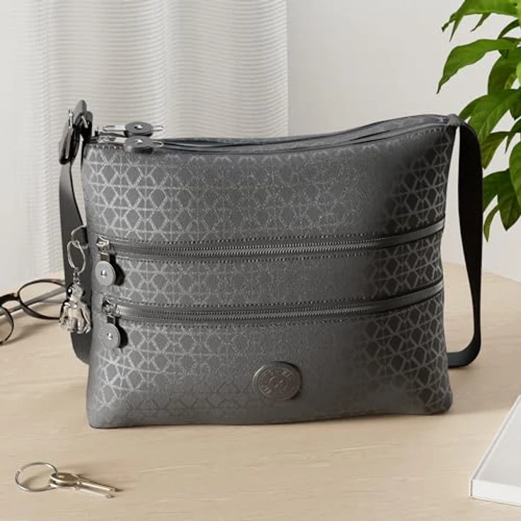 Kipling Basic Plus Alvar, Unisex Umhängetasche mit verstellbarem Schultergurt, 32 cm, Schwarz, mit drei Reißverschlussfächern – Bild 2