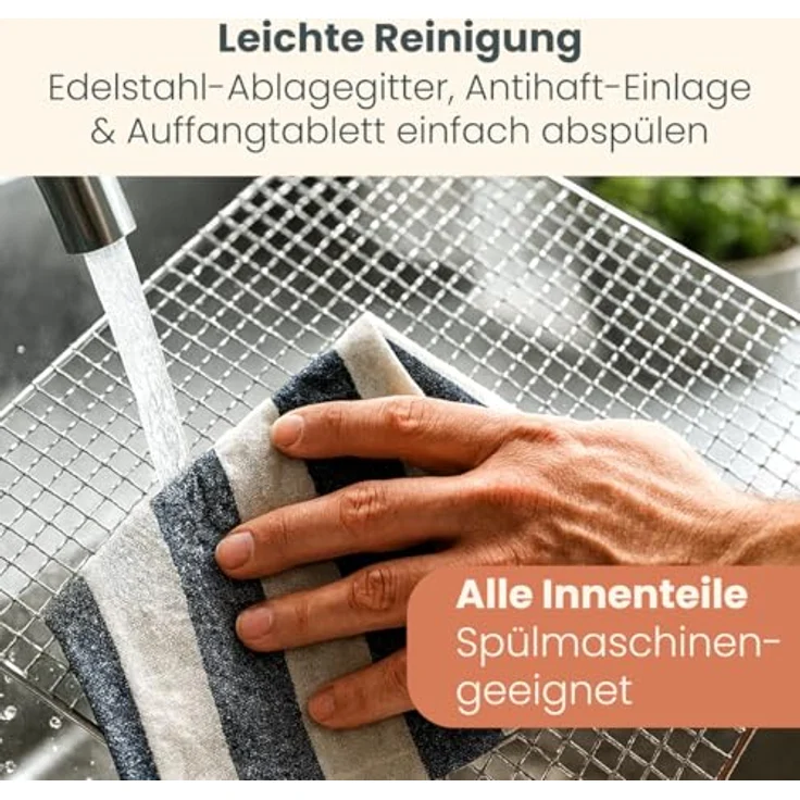 ProfiCook PC-DR 1218 Edelstahl-Dörrautomat, inkl. 6 Edelstahl-Ablagegitter, Edelstahl, silber, Thermostat – Bild 6