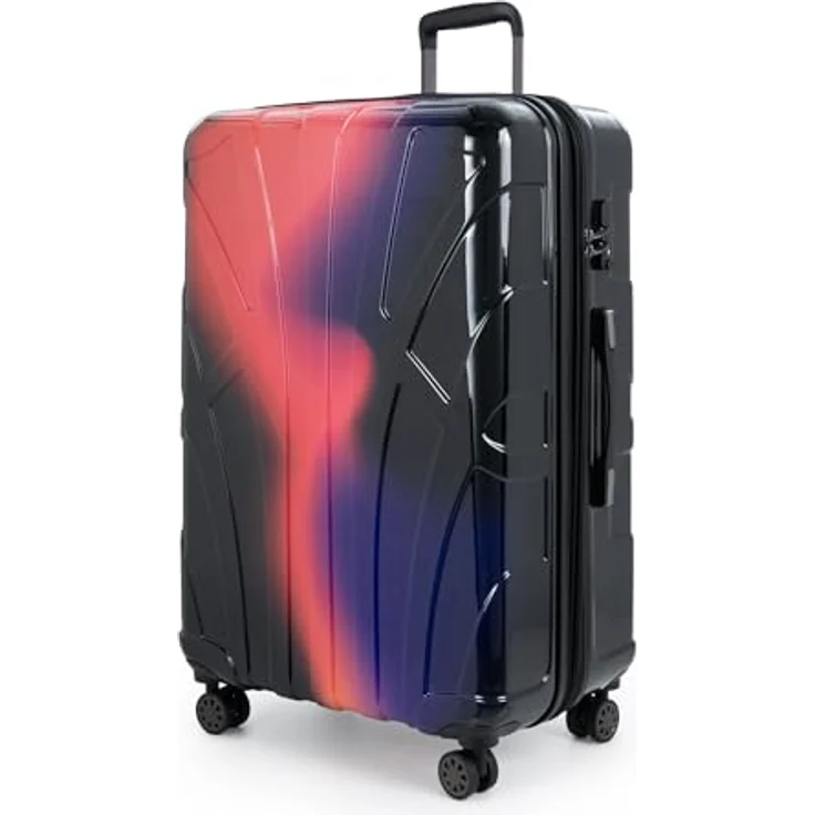 suitline Großer Koffer S28-8801G-N-R, TSA Sicherheitsverschluss, Neon Red, 96-110 Liter, 4,5 kg, 76 x 53 x 31 cm – Bild 1